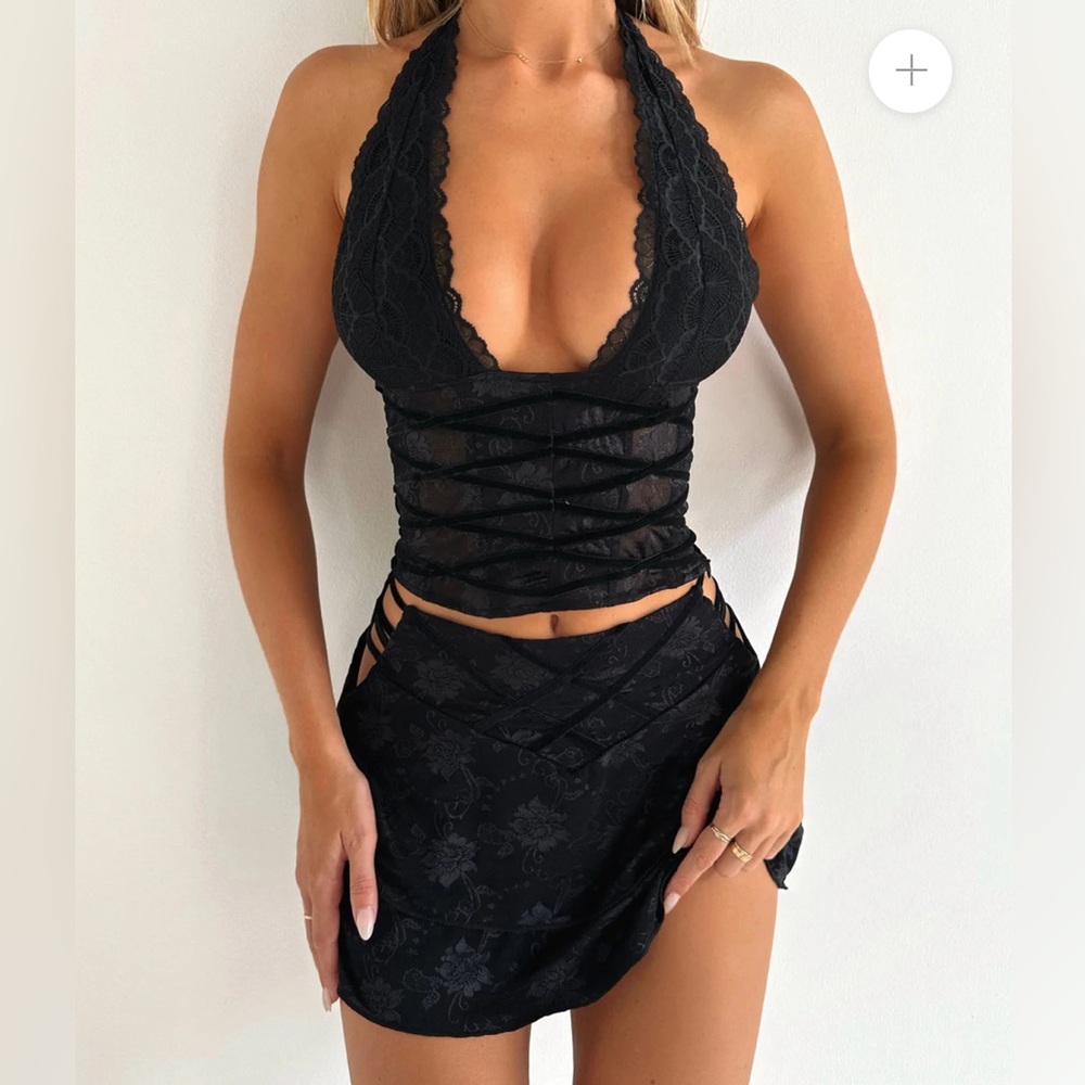 Elegant Black Lace Halter Top